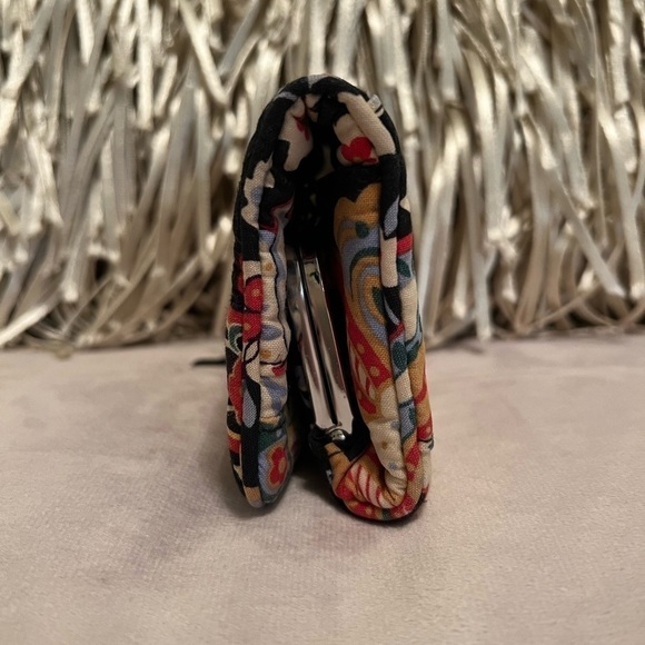 VERA BRADLEY Versailles One For The Money Wallet Black Blue Orange Floral - Picture 2 of 11